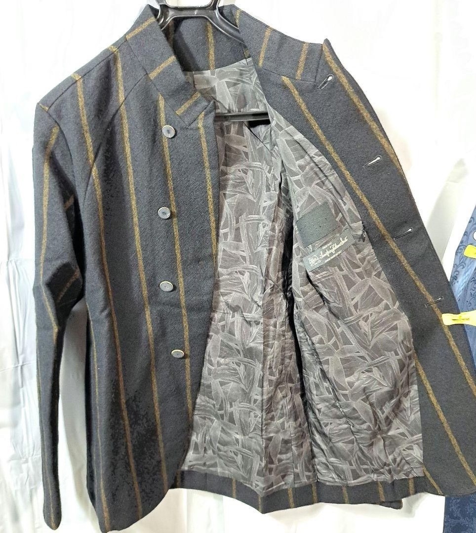 Devoa Wool Striped Suit Jacket — back