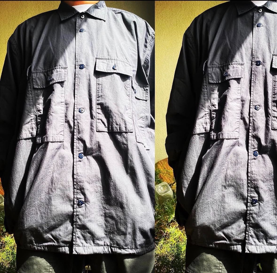 Beams SSZ Khaki Oversized Shirt — detail