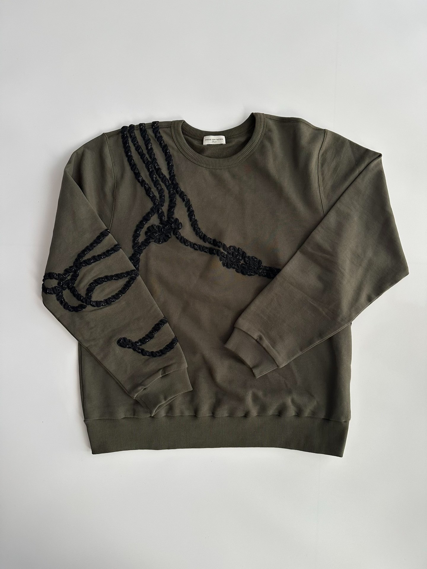 Dries Van Noten Beaded Olive Sweatshirt