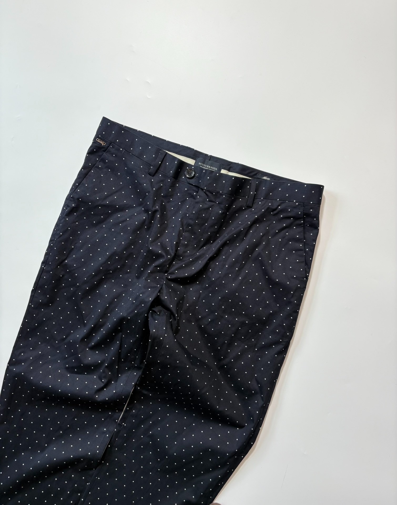 Scotch&Soda Navy Polka Dot Trousers — front