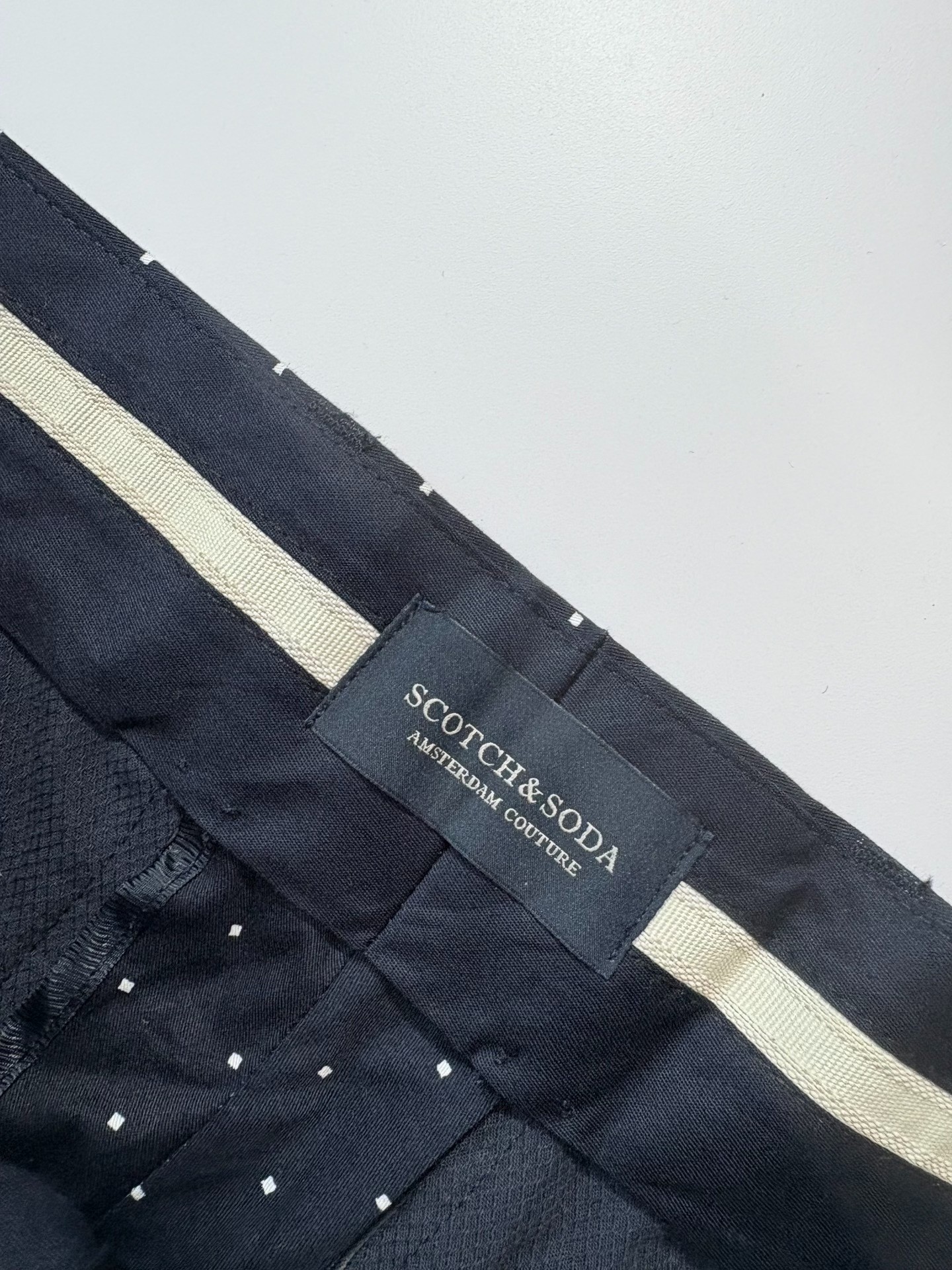 Scotch&Soda Navy Polka Dot Trousers — detail