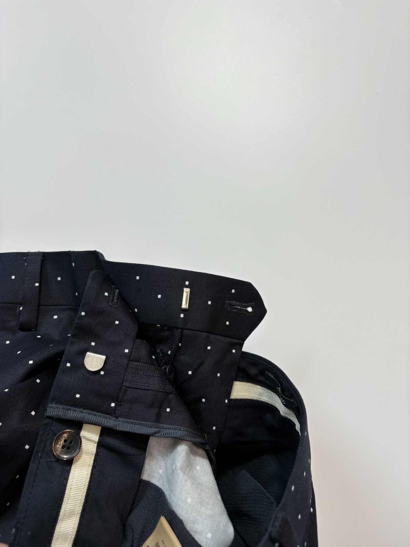 Scotch&Soda Navy Polka Dot Trousers — label