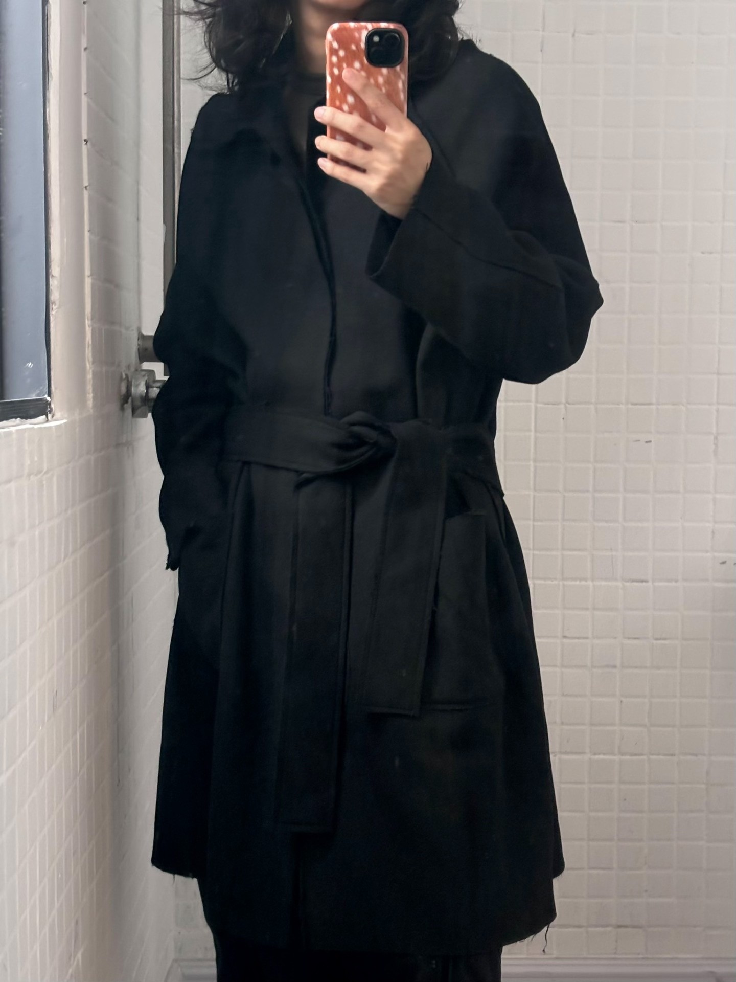 Ann Demeulemeester Black Wool Coat — front