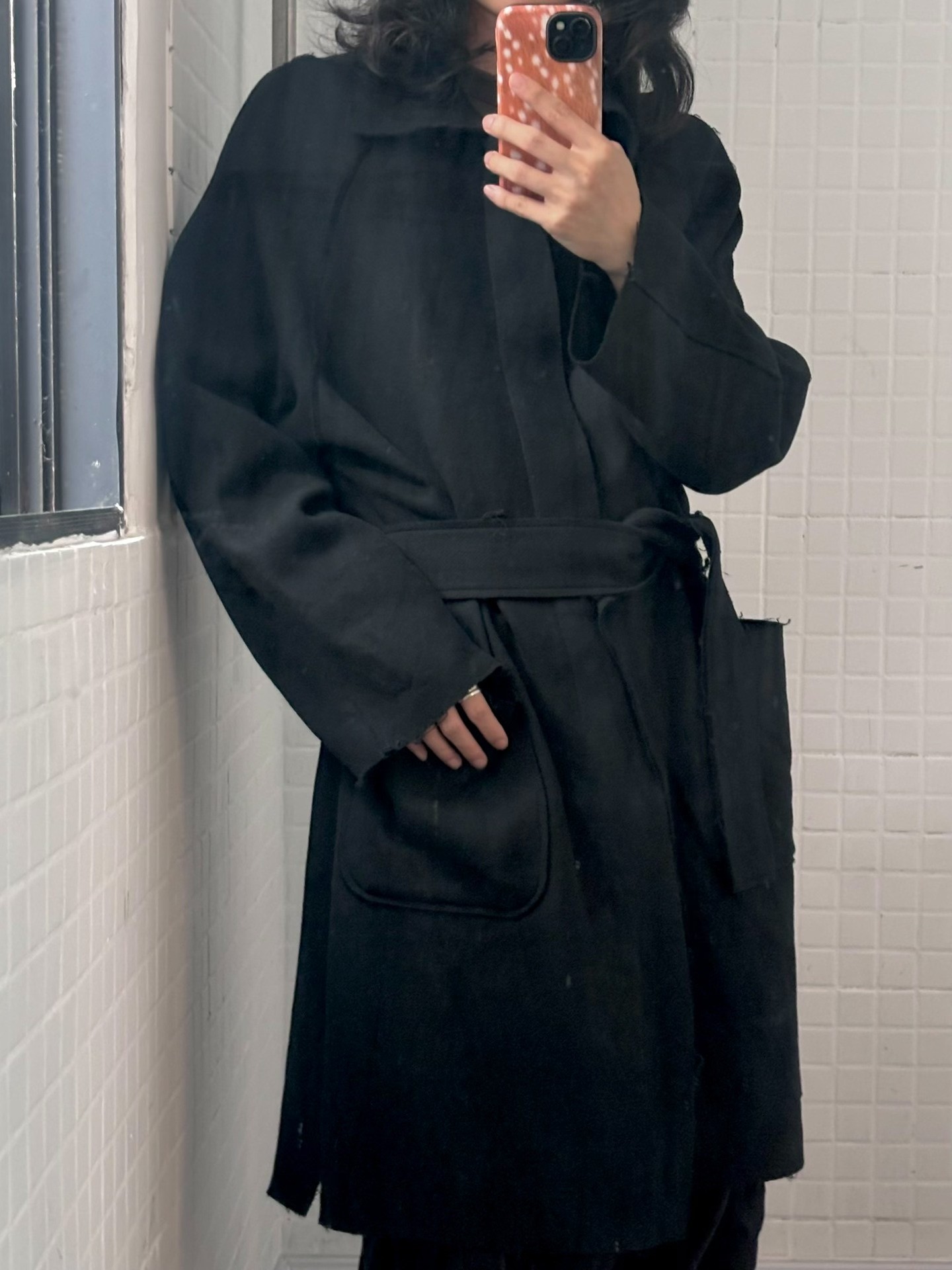 Ann Demeulemeester Black Wool Coat — detail