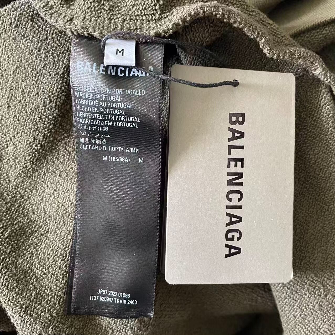 Balenciaga Olive Green Wave Logo Hoodie — back