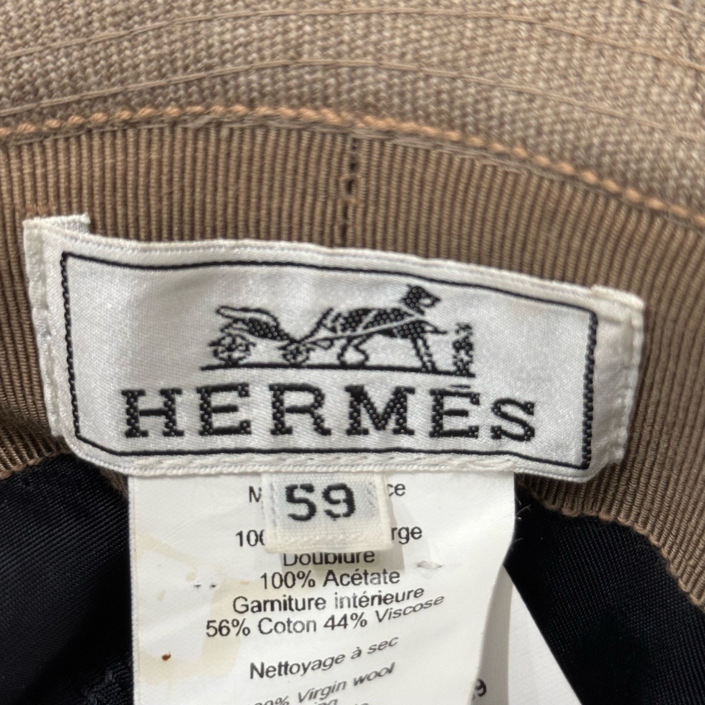 Hermes Light Brown Fedora Hat Size 59 — back
