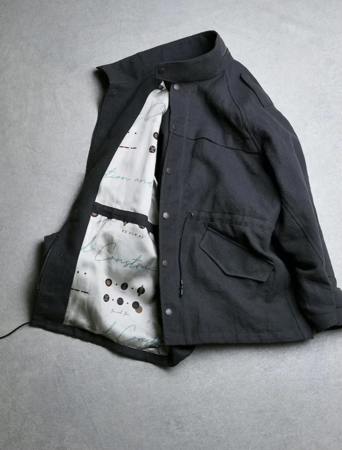 Devoa 26SS Silk Paper M65 Jacket — detail