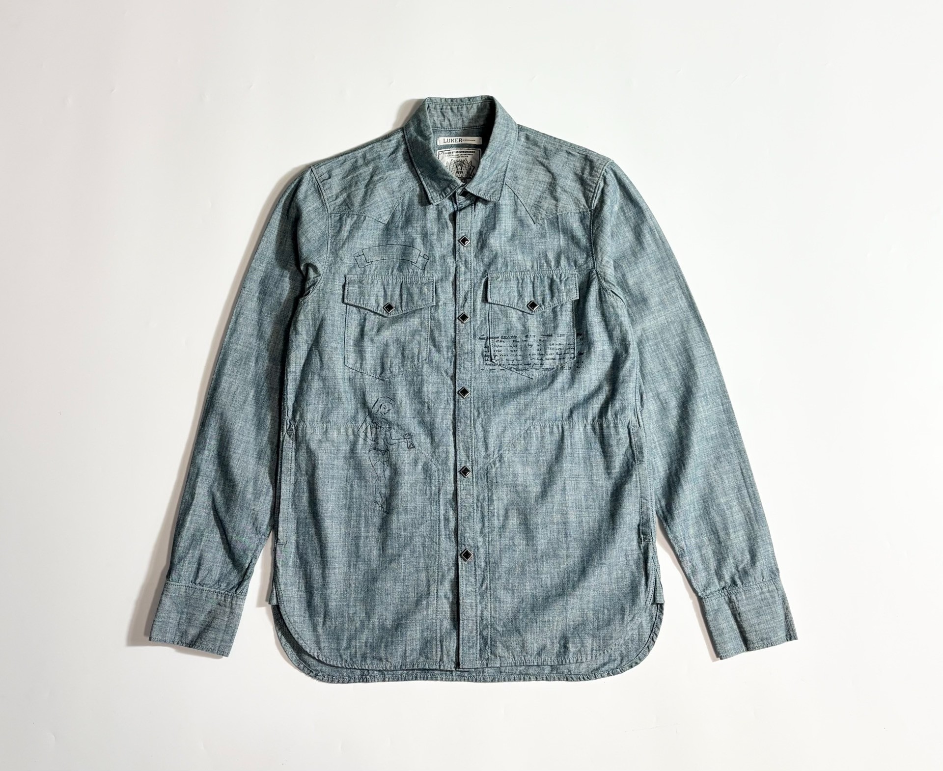 Luker by Neighborhood Light Blue Chambray Shirt