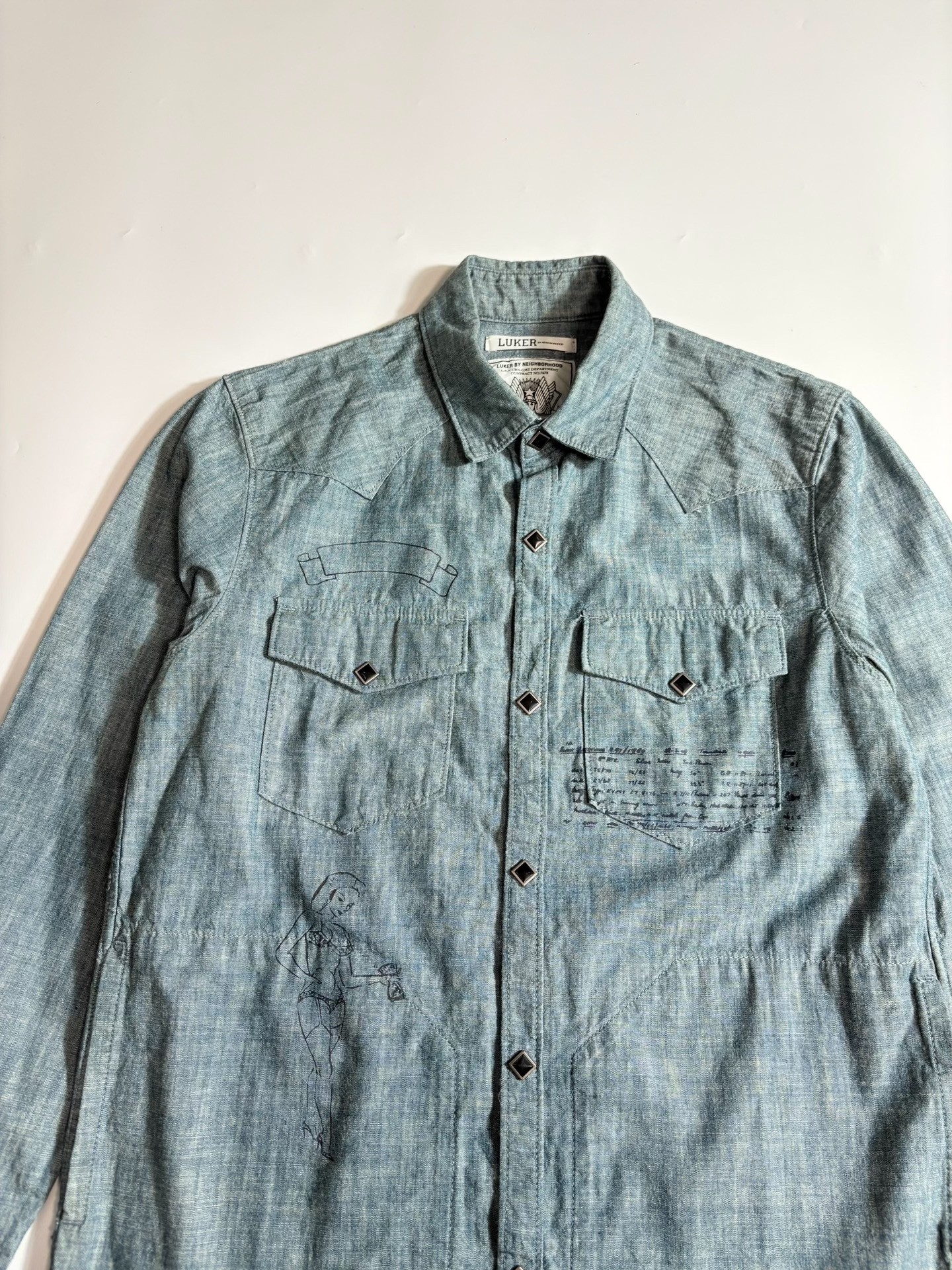 Luker by Neighborhood Light Blue Chambray Shirt — front