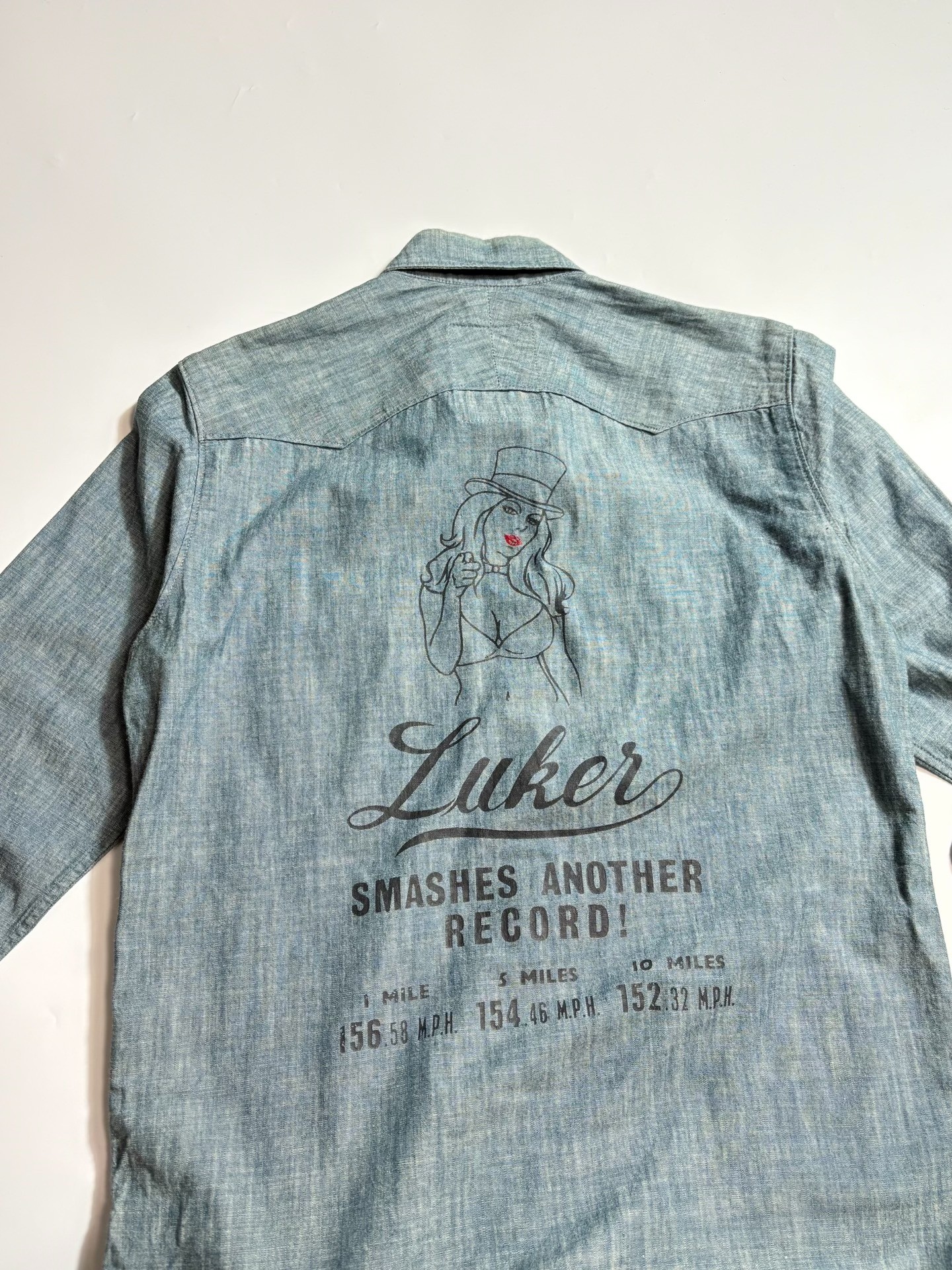 Luker by Neighborhood Light Blue Chambray Shirt — back