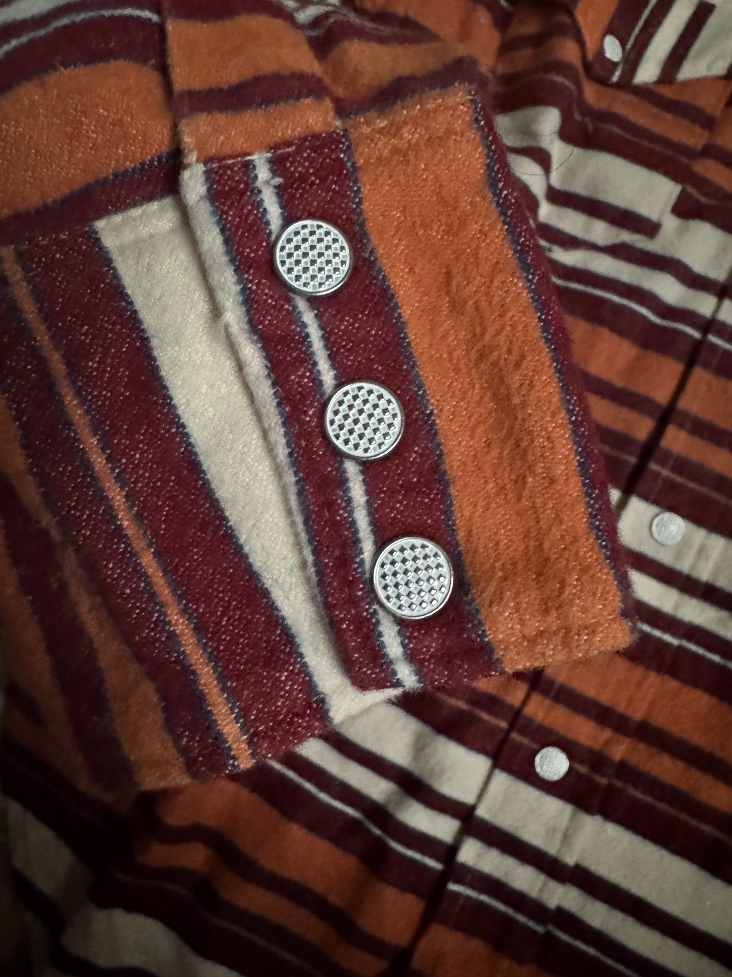 Freewheelers Tiger Stripe Wool Shirt — detail