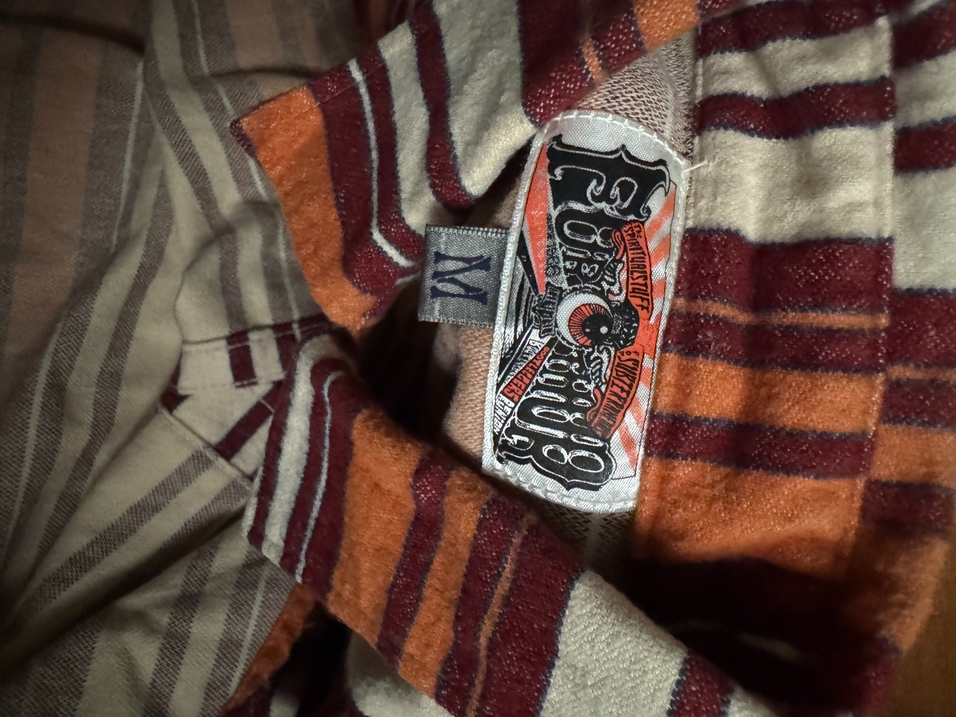 Freewheelers Tiger Stripe Wool Shirt — label