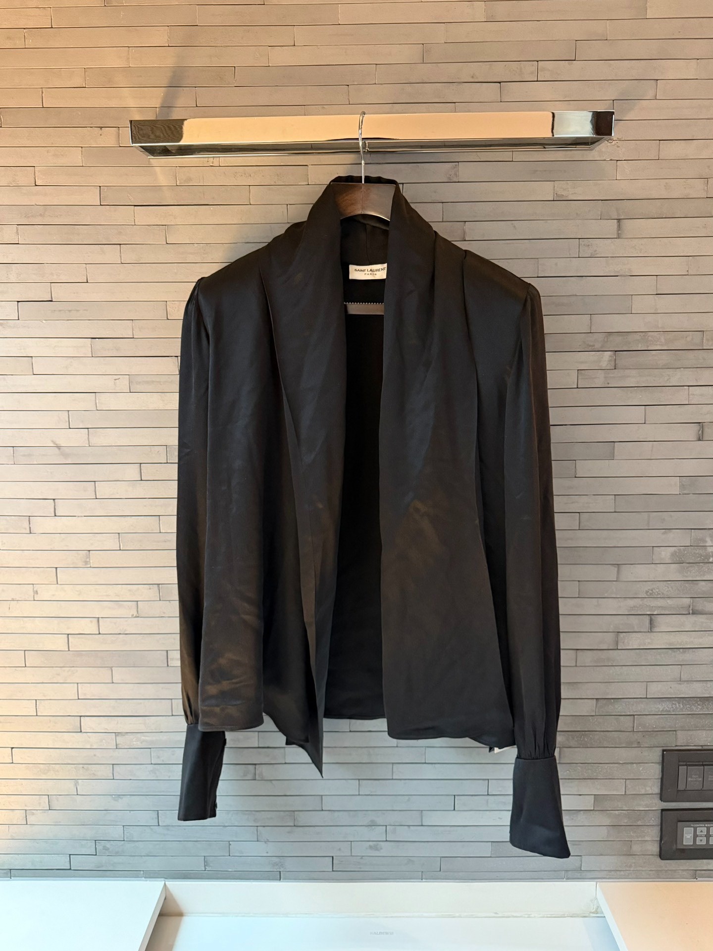 Saint Laurent 24SS Silk Shawl Collar Shirt