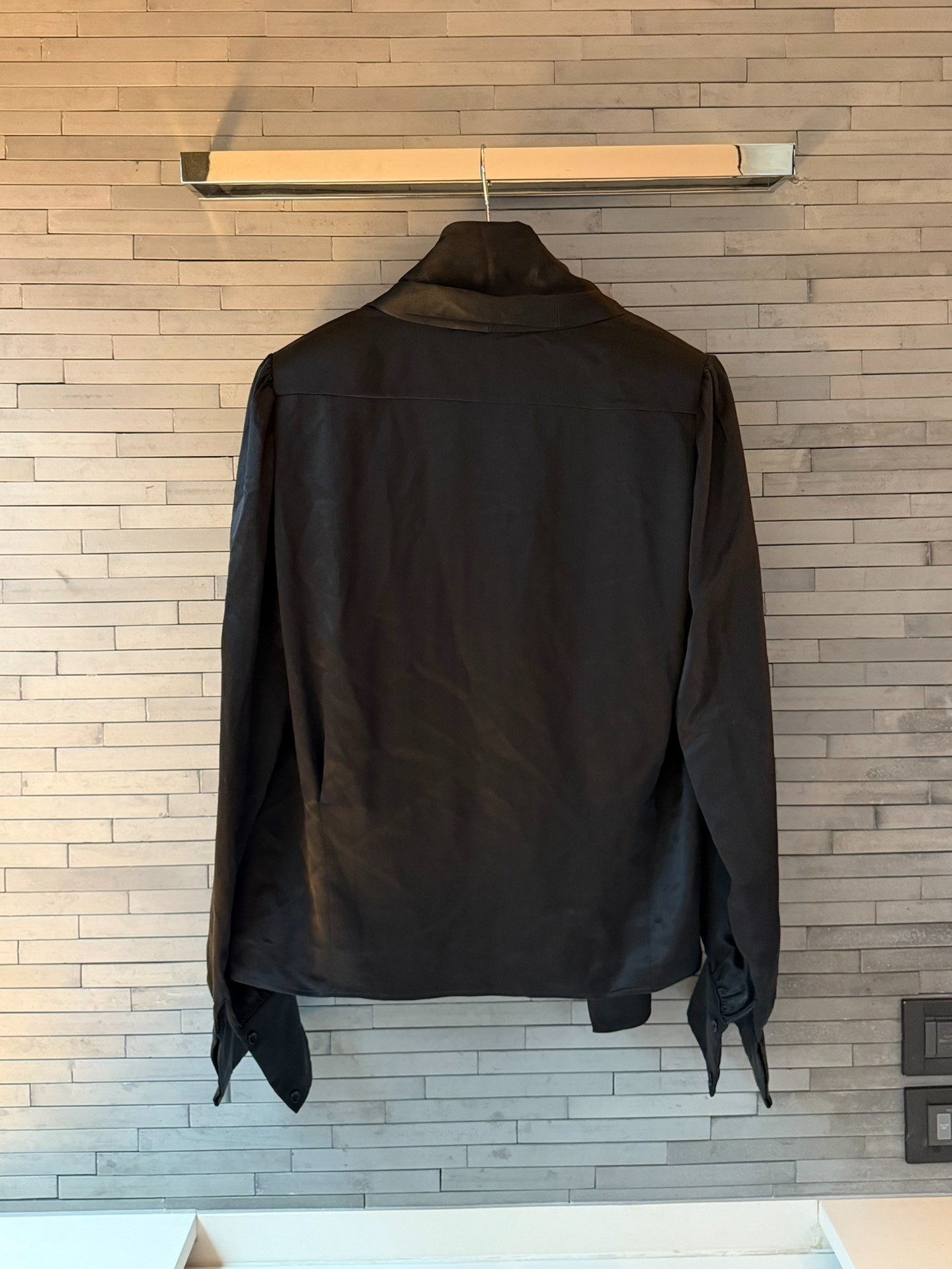 Saint Laurent 24SS Silk Shawl Collar Shirt — front
