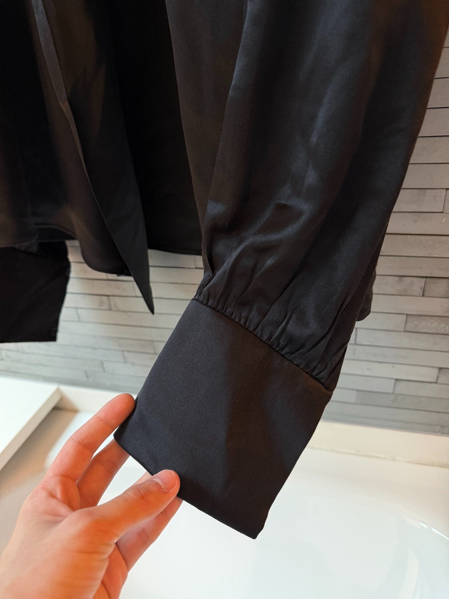 Saint Laurent 24SS Silk Shawl Collar Shirt — detail