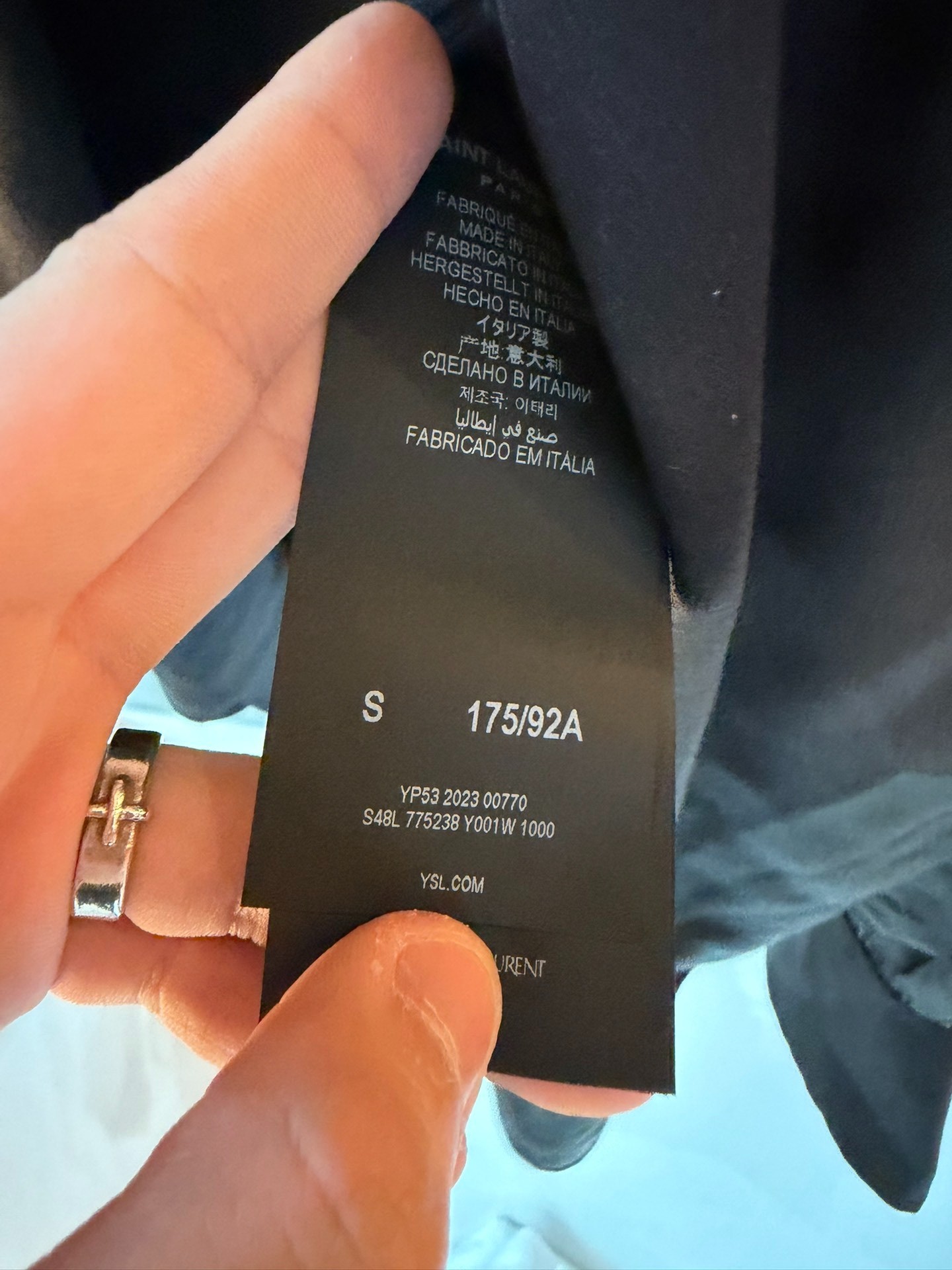 Saint Laurent 24SS Silk Shawl Collar Shirt — label