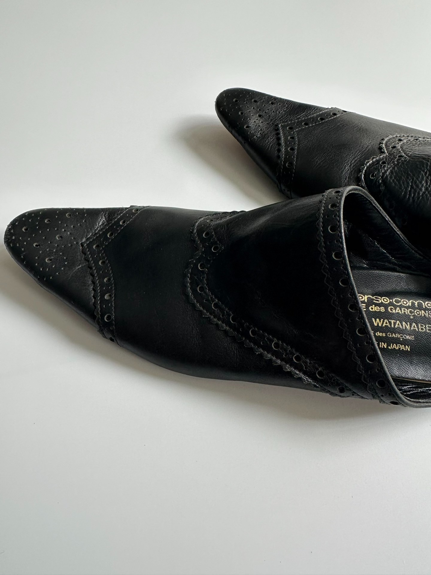 Junya Watanabe CDG Black Pointed Mules — front