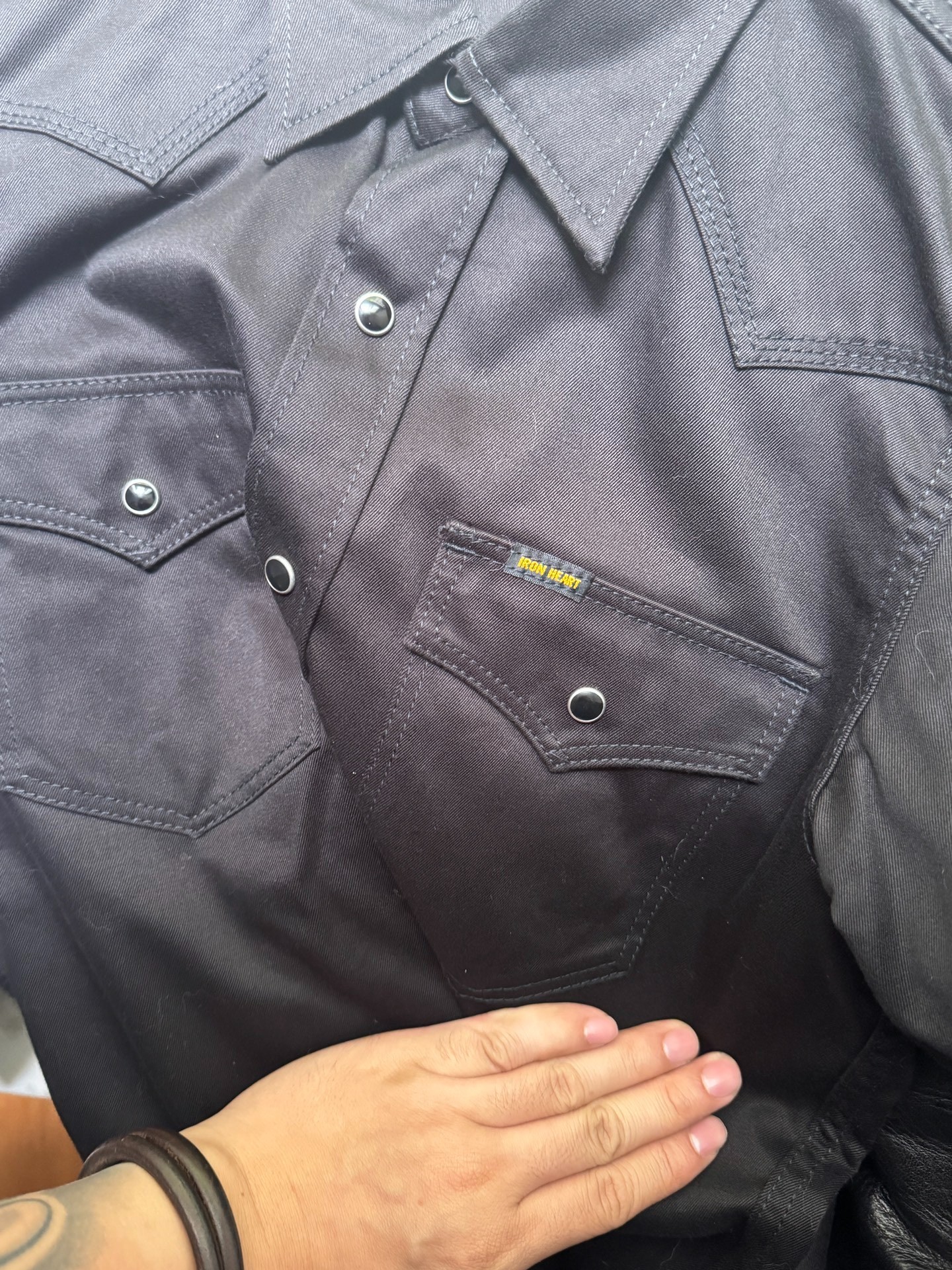 Iron Heart Black Western Shirt — detail