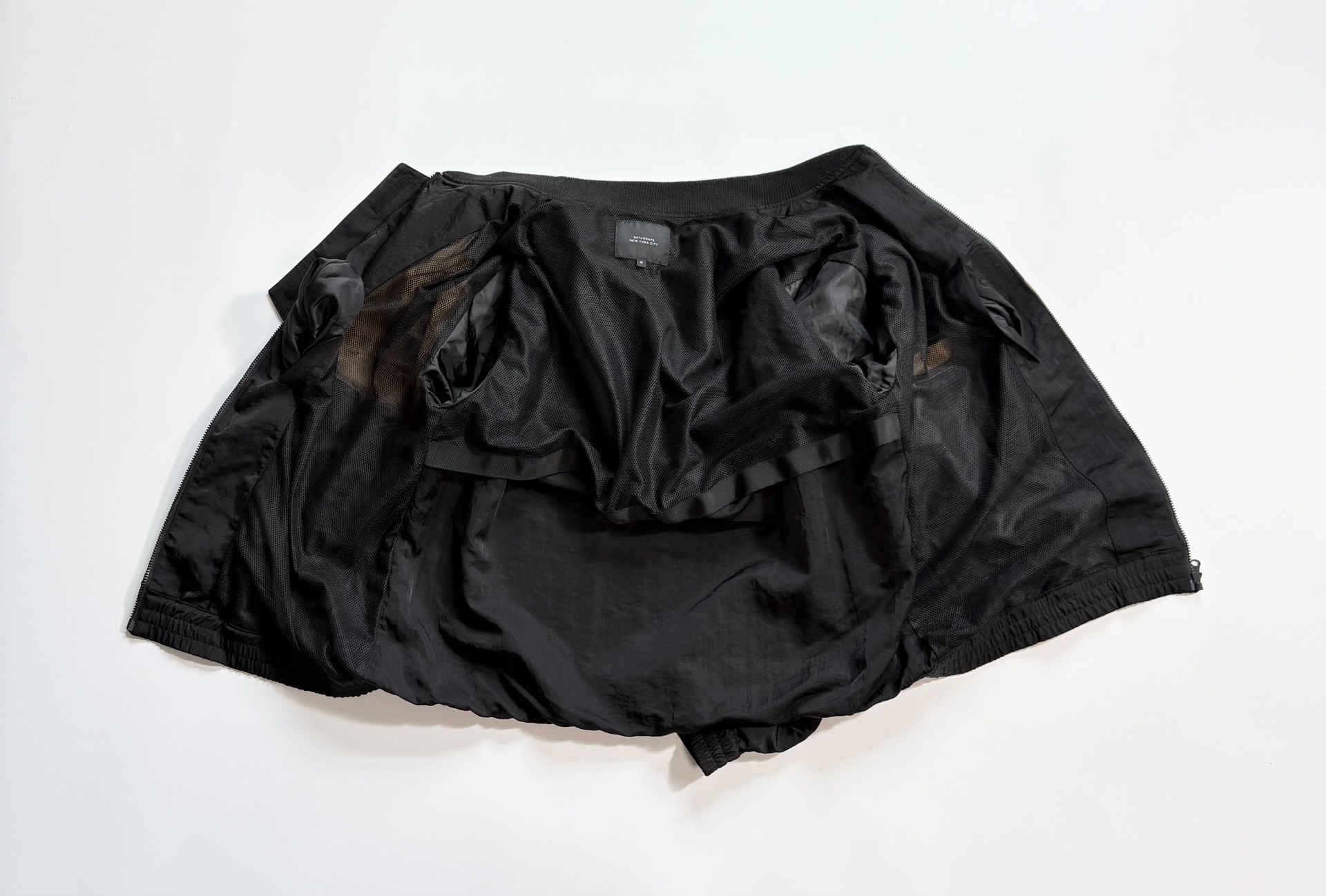 Saturdays NYC Patchwork Bomber Jacket — label