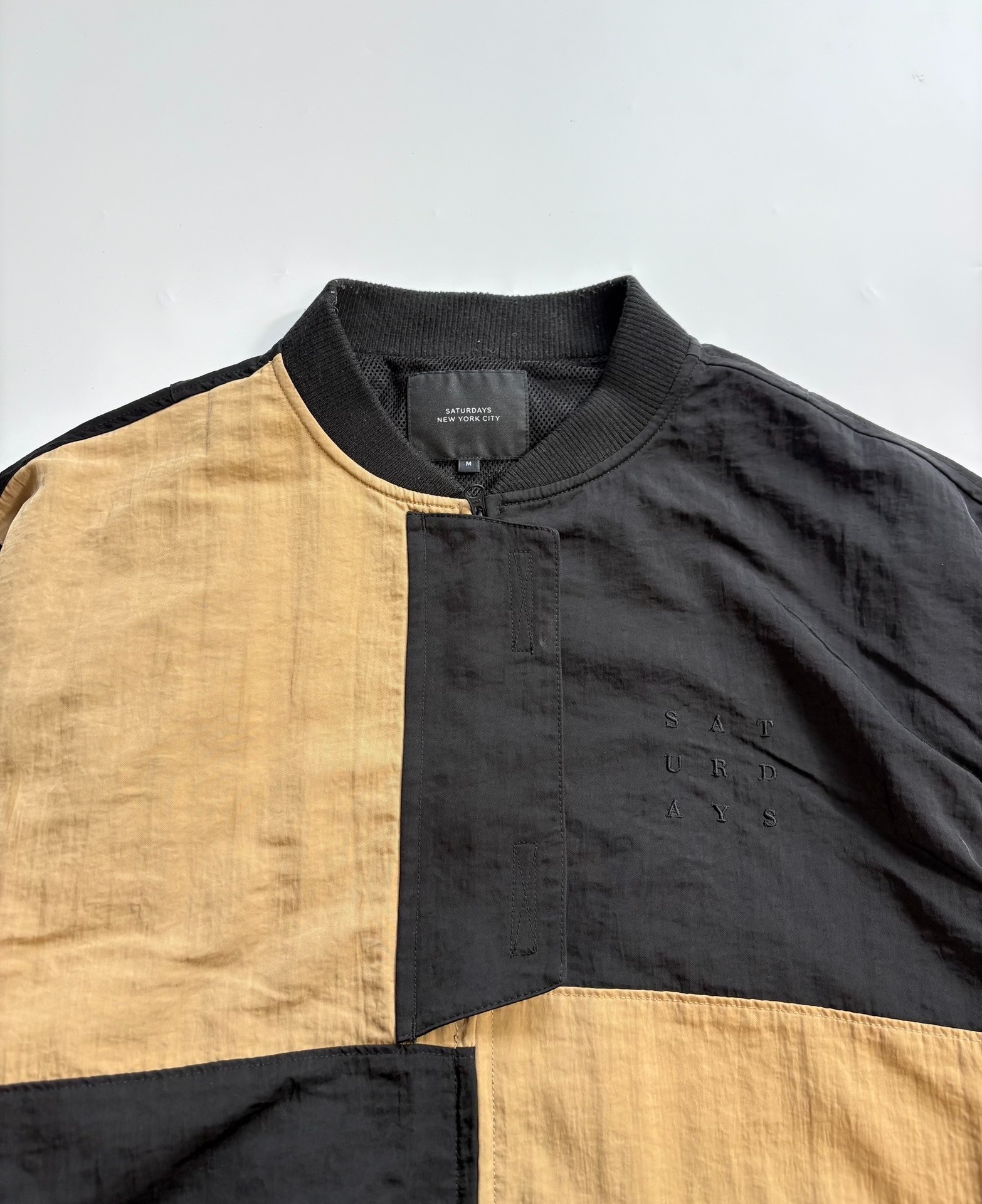 Saturdays NYC Patchwork Bomber Jacket — detail