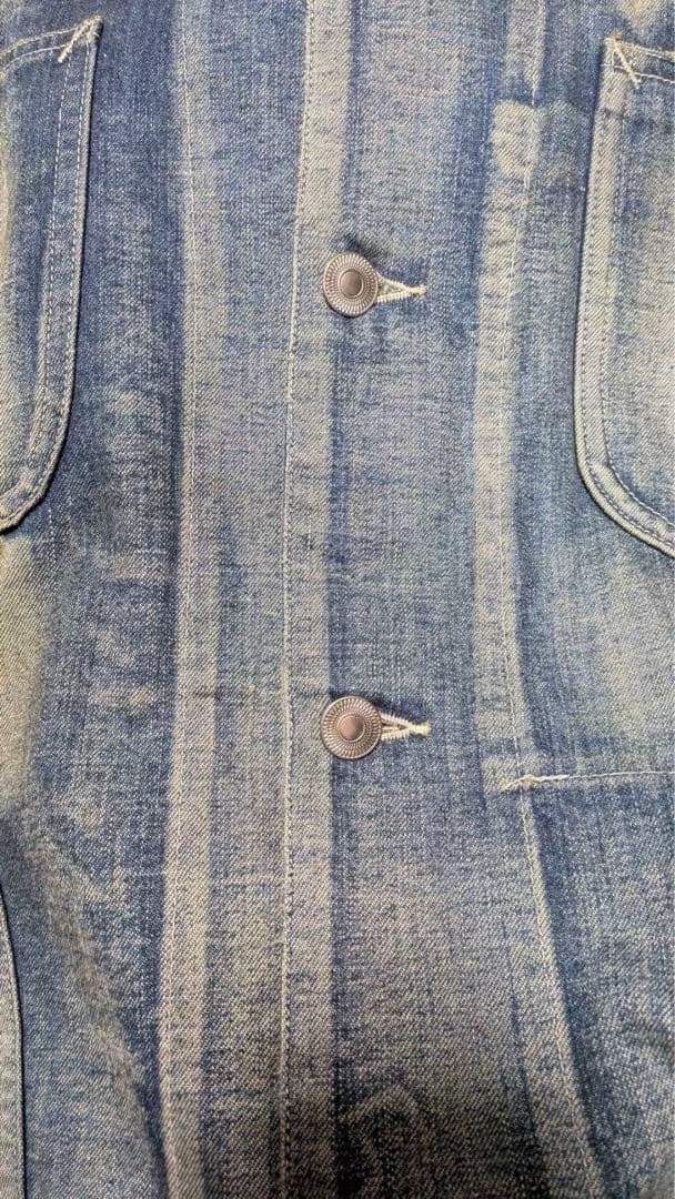 A.PRESSE Faded Blue Denim Work Jacket — back