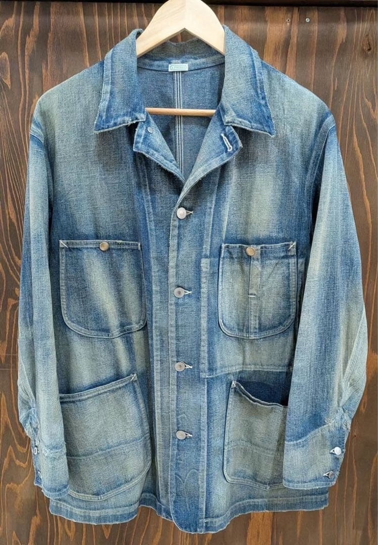 A.PRESSE Faded Blue Denim Work Jacket