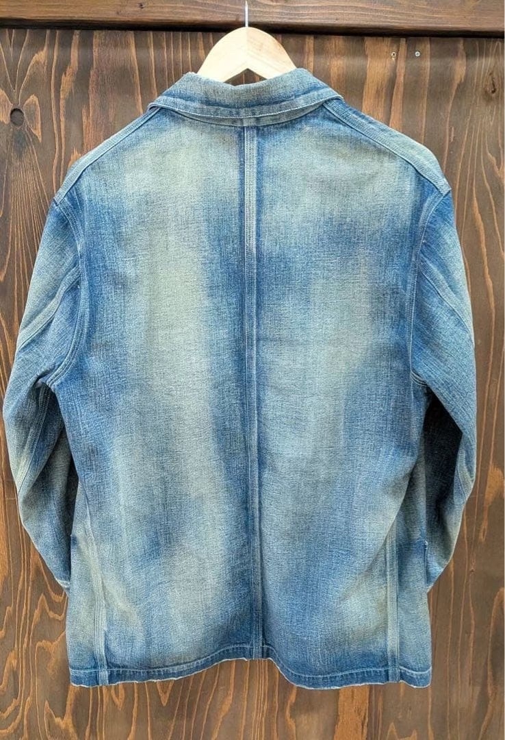 A.PRESSE Faded Blue Denim Work Jacket — front