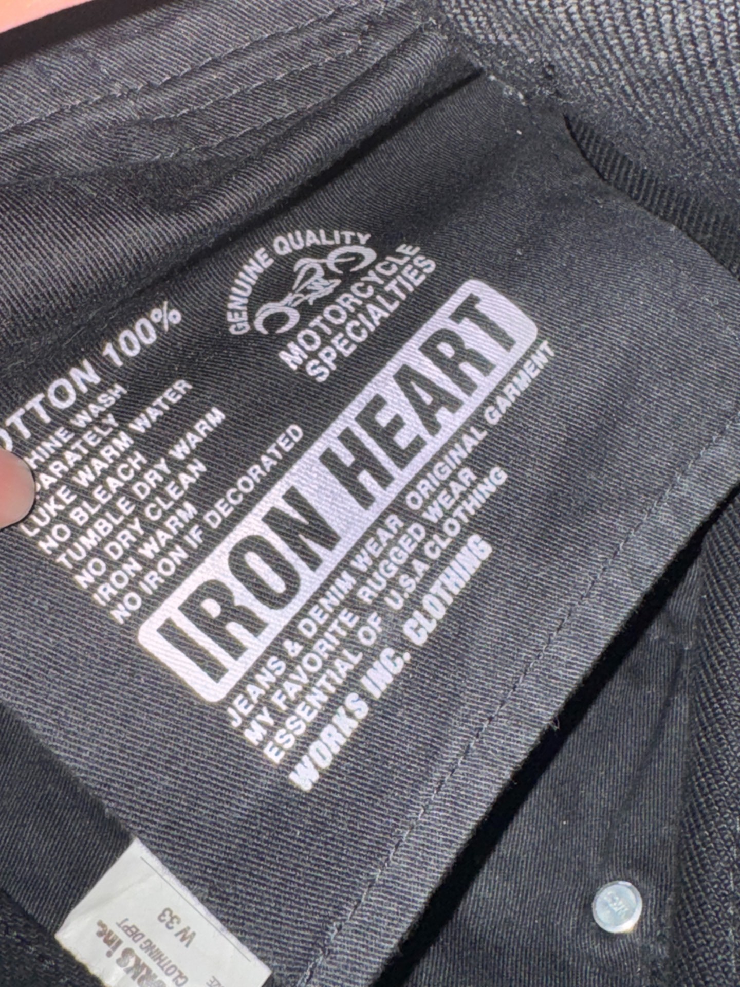 Iron Heart 21oz Black Jeans 9461z — label