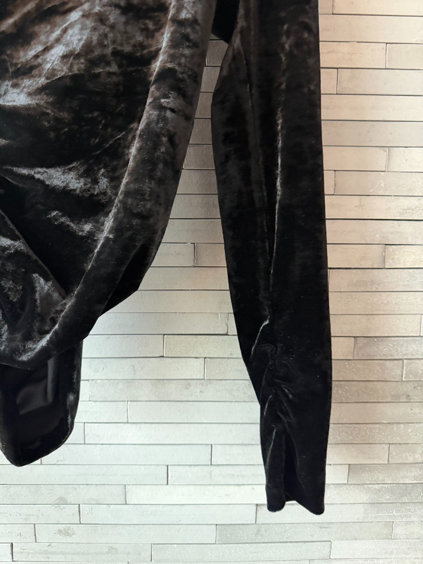 Saint Laurent Black Silk Velvet Wrap Top — front