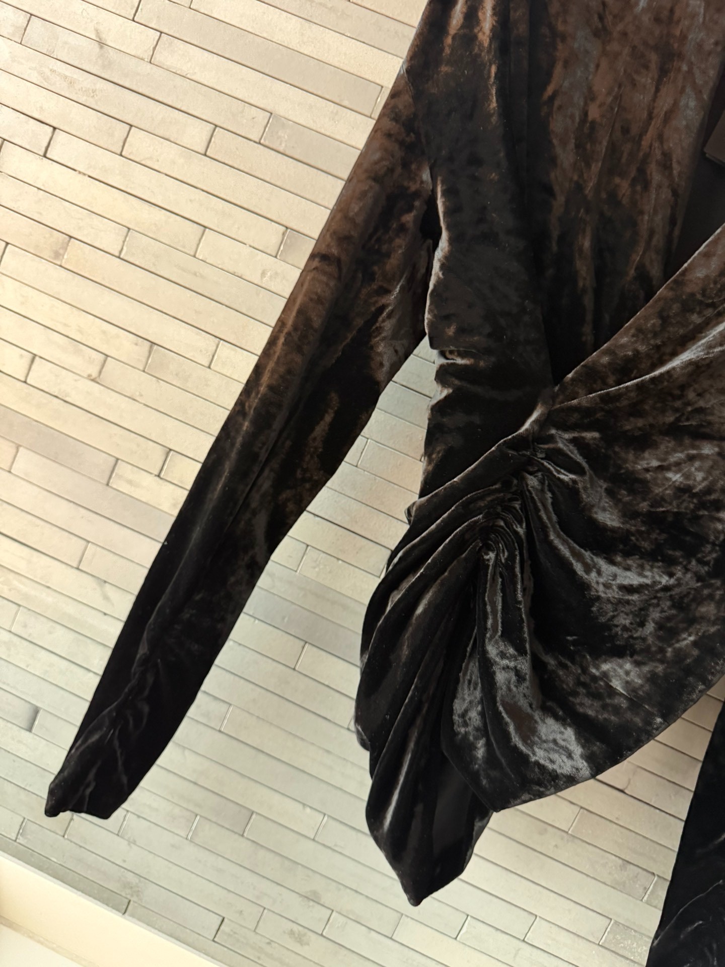 Saint Laurent Black Silk Velvet Wrap Top — back