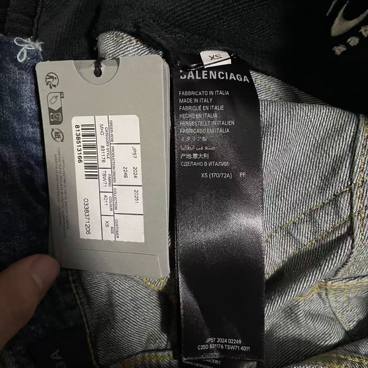 Balenciaga 25FW Cut-Up Blue Denim Jeans — back