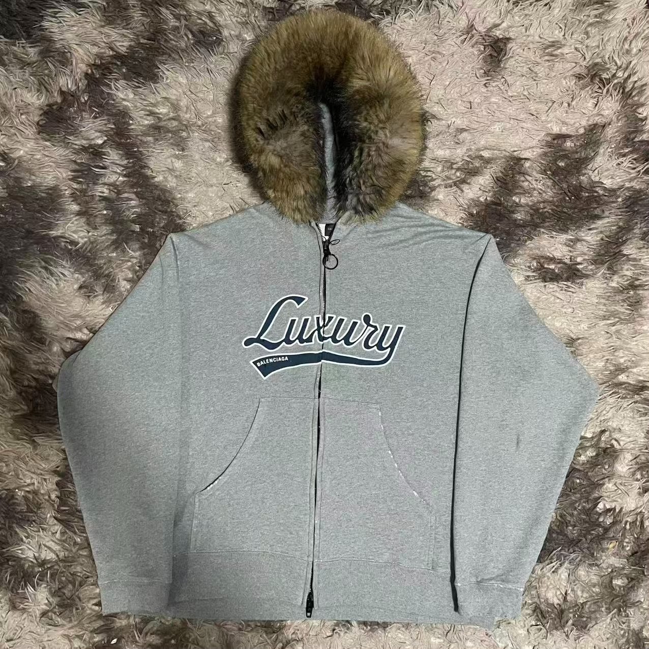 Balenciaga 25 Runway Fur Hooded Jacket