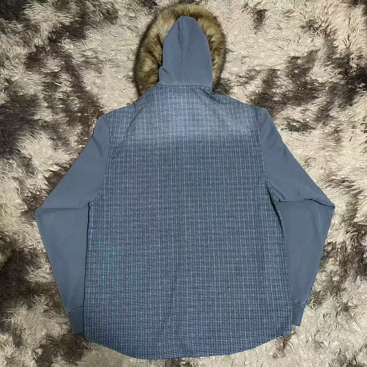 Balenciaga Plaid Fur Collar Shirt — front