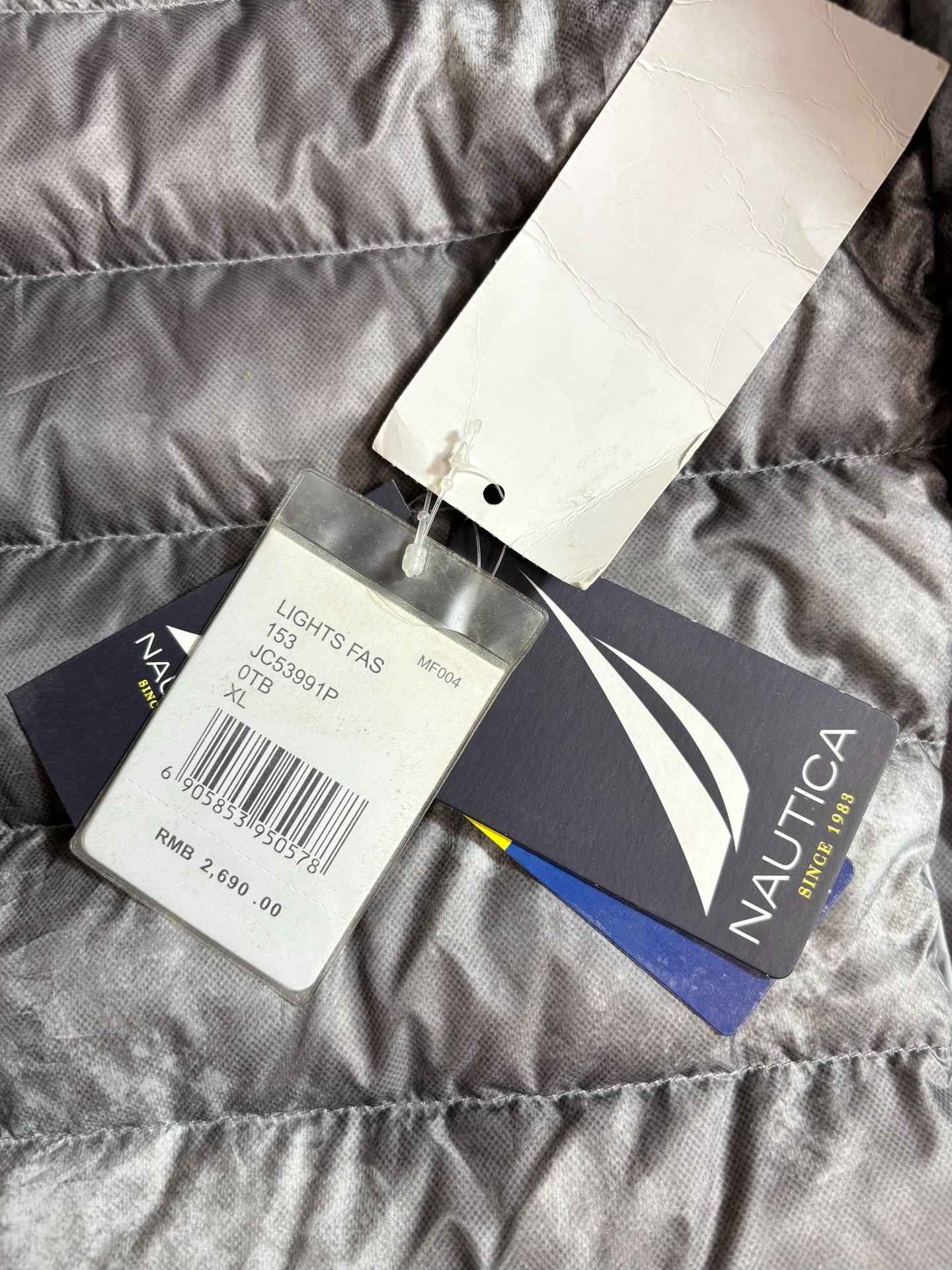 Nautica Tie-Dye Lightweight Down Jacket — label