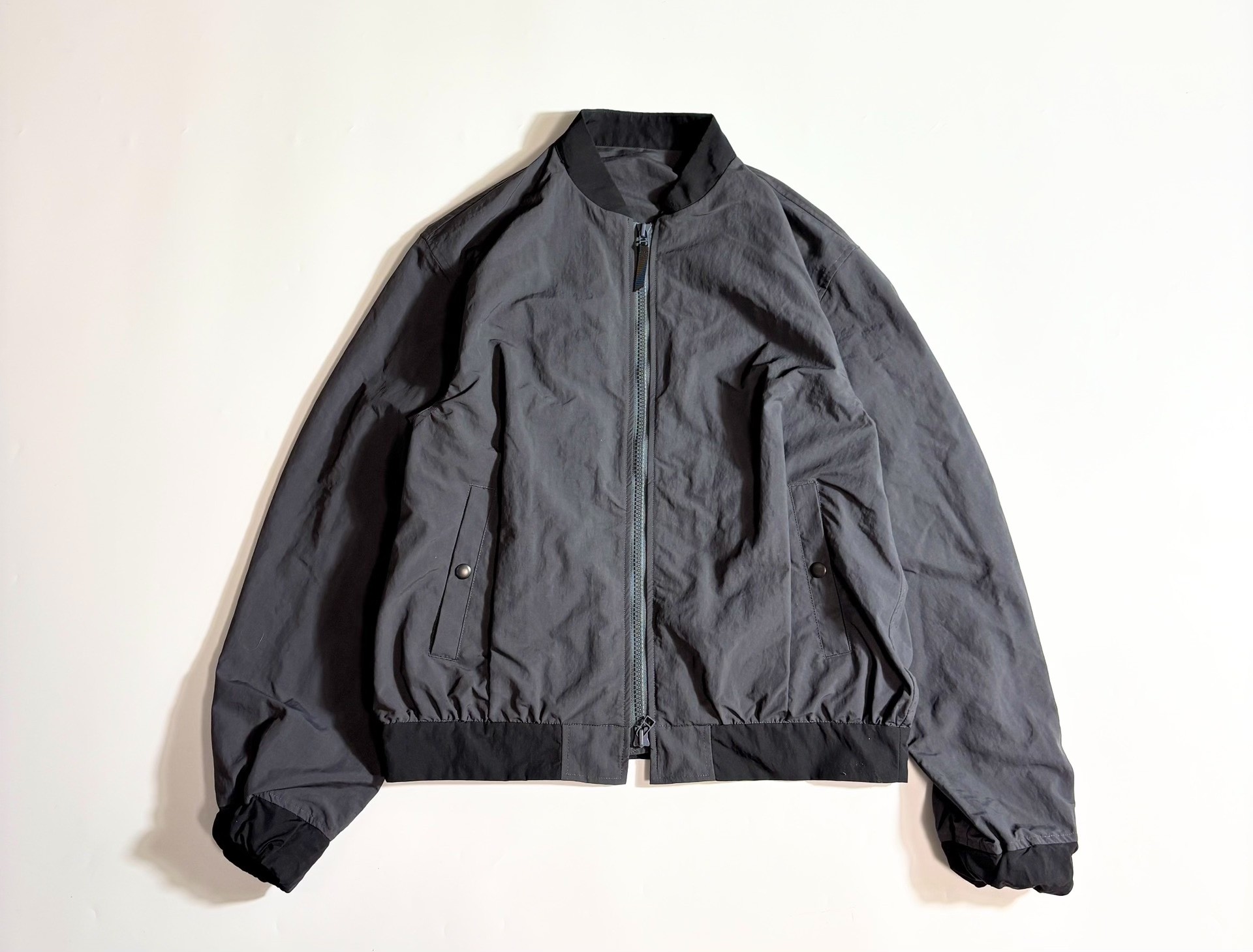 ADAM ET ROPE Gray Black Bomber Jacket