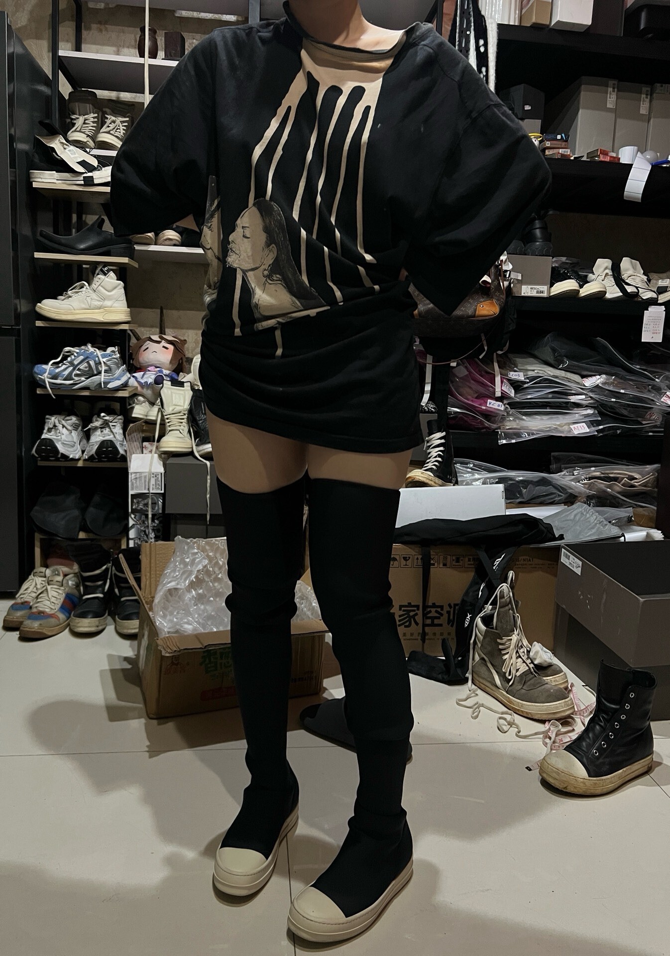 Rick Owens Sub-line Over-the-Knee Boots