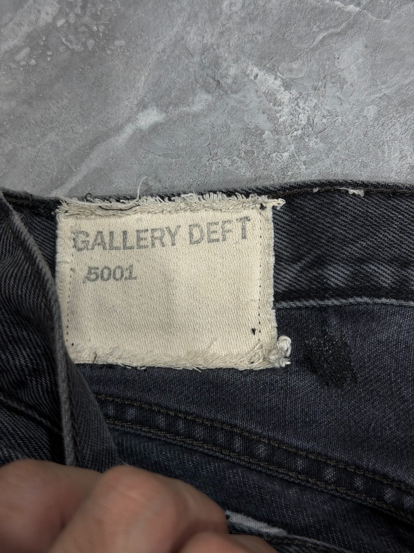 Gallery Dept Black Washed Flared Jeans — label
