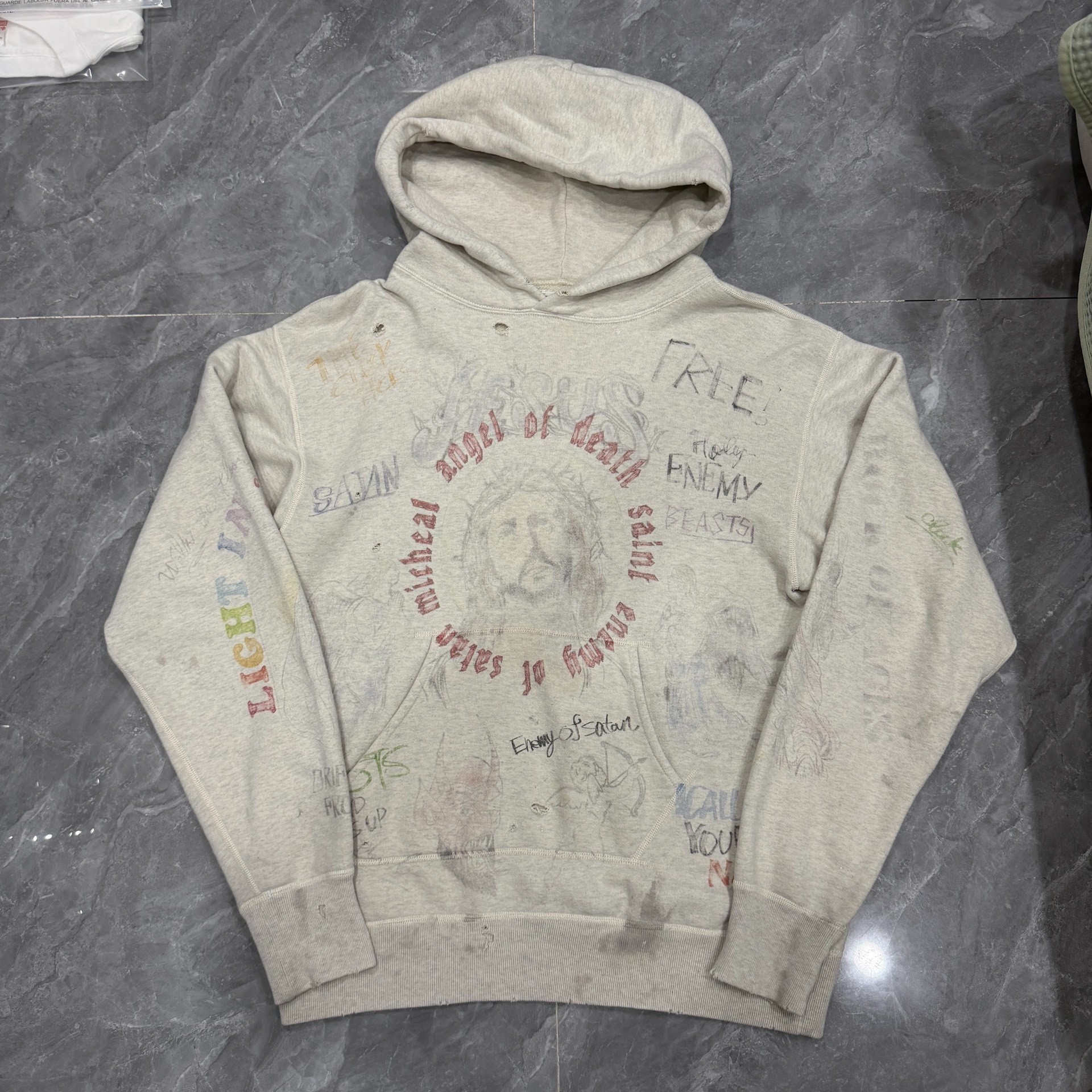 Saint Michael Distressed Graffiti Hoodie