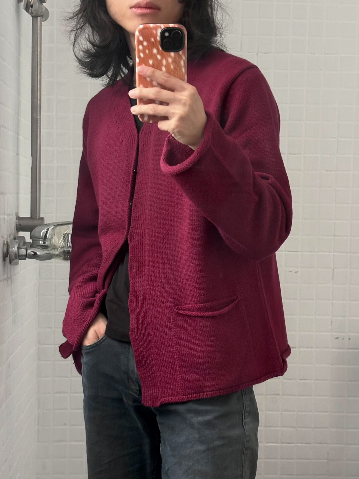 Comme Des Garcons AW2000 Maroon Sweater — detail