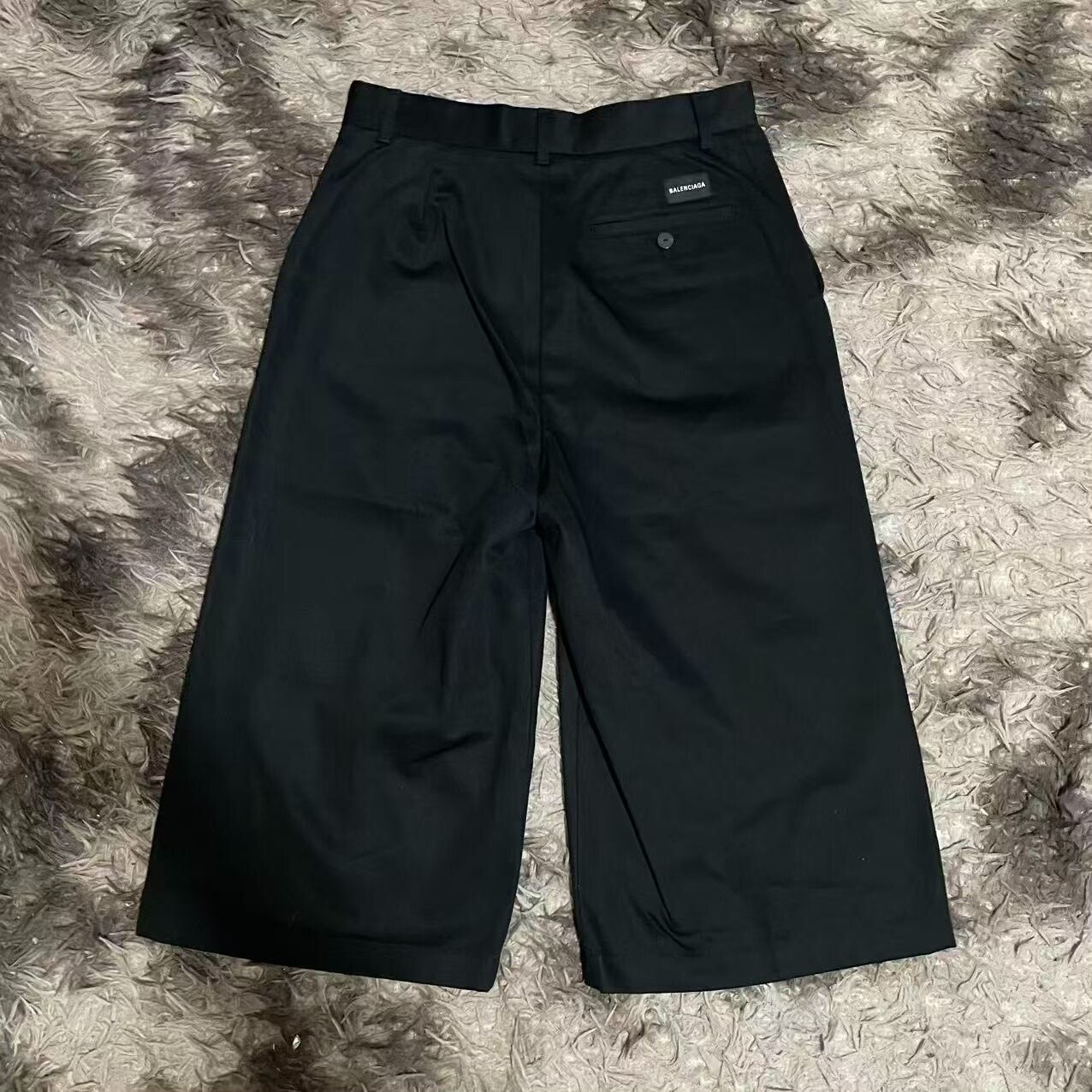 Balenciaga Black Cropped Nylon Pants — front