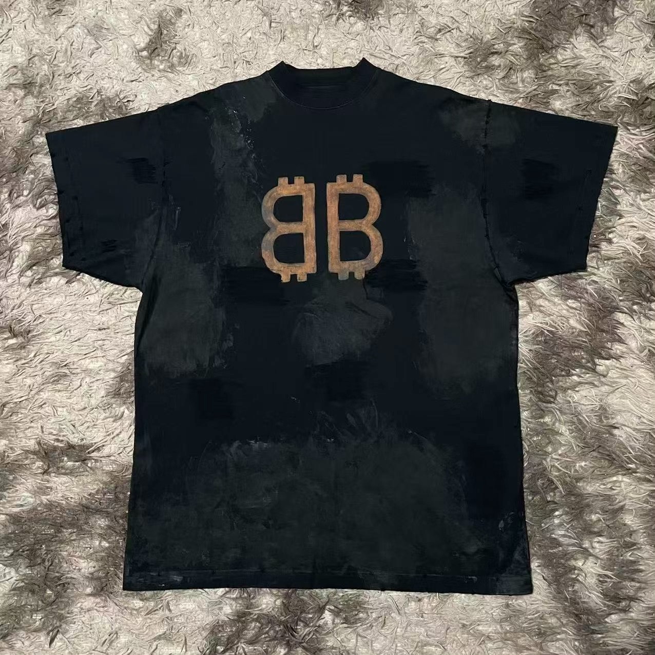 Balenciaga Black BB Distressed T-Shirt