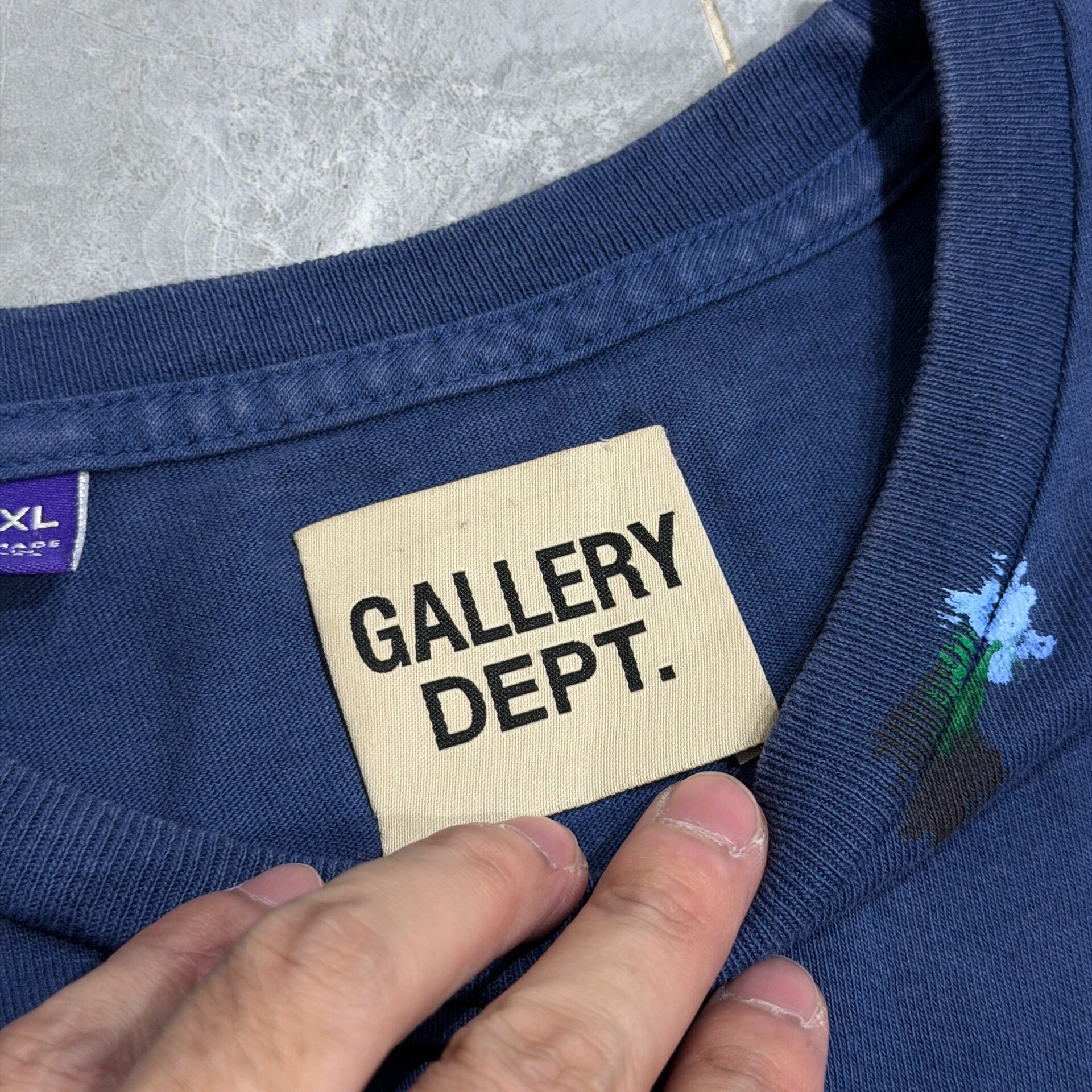 Gallery Dept Navy Blue Paint Splatter Tee — back