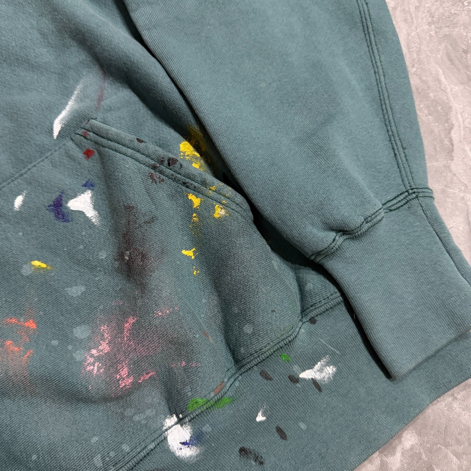 Gallery Dept Teal Splatter Hoodie — back