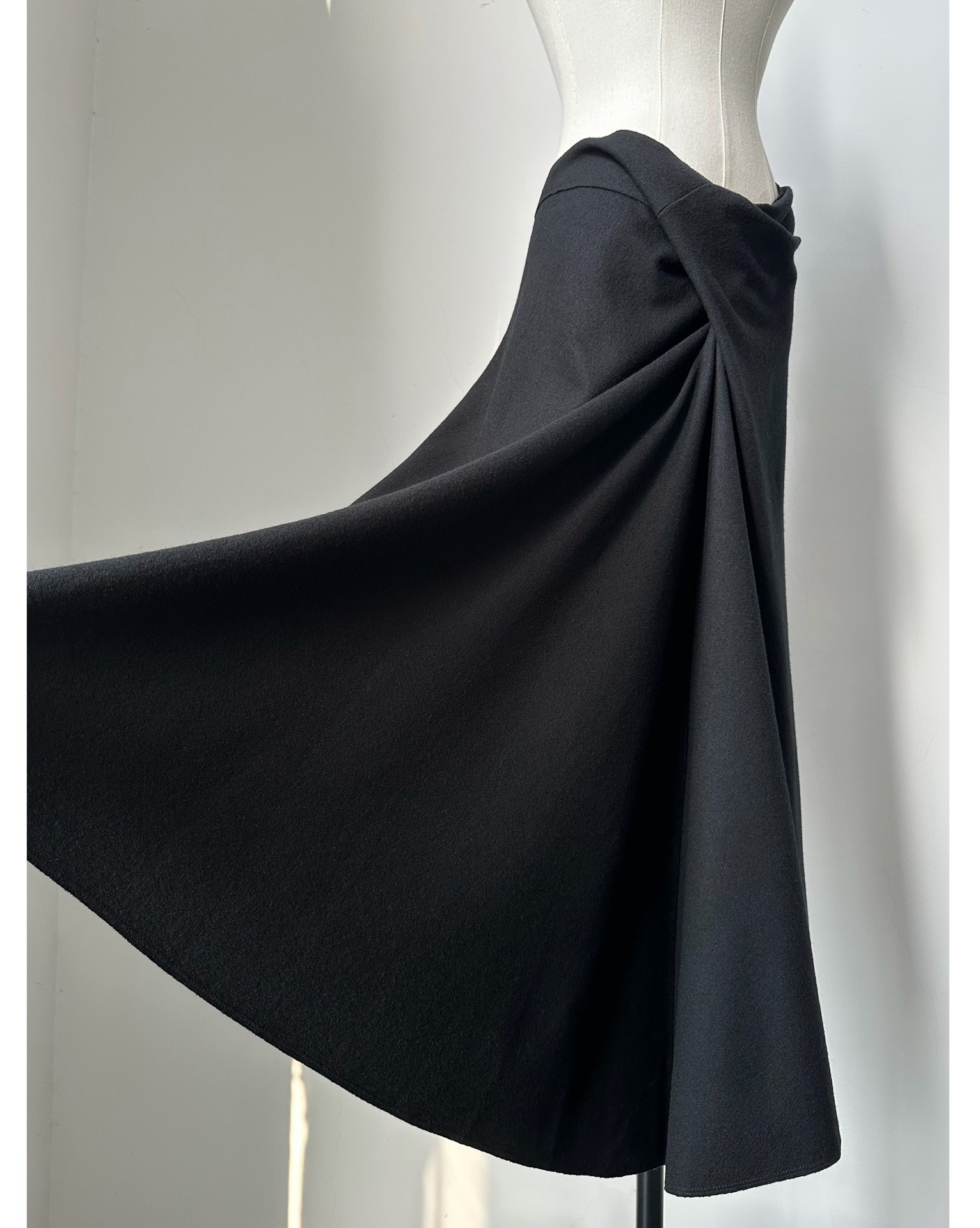 Issey Miyake 2003 Asymmetrical Wool Skirt — front