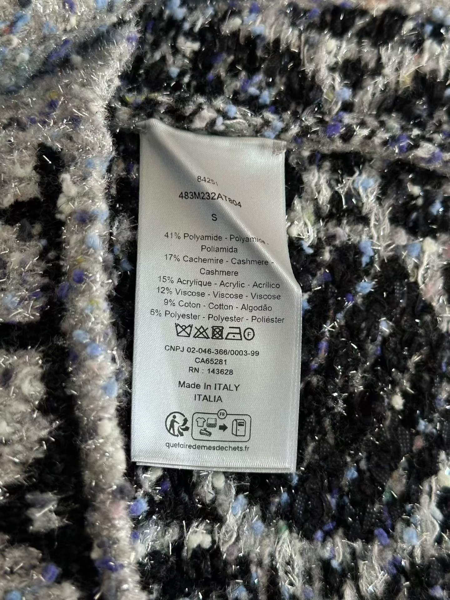 Dior Gray Silver Thread Knit Cardigan — back