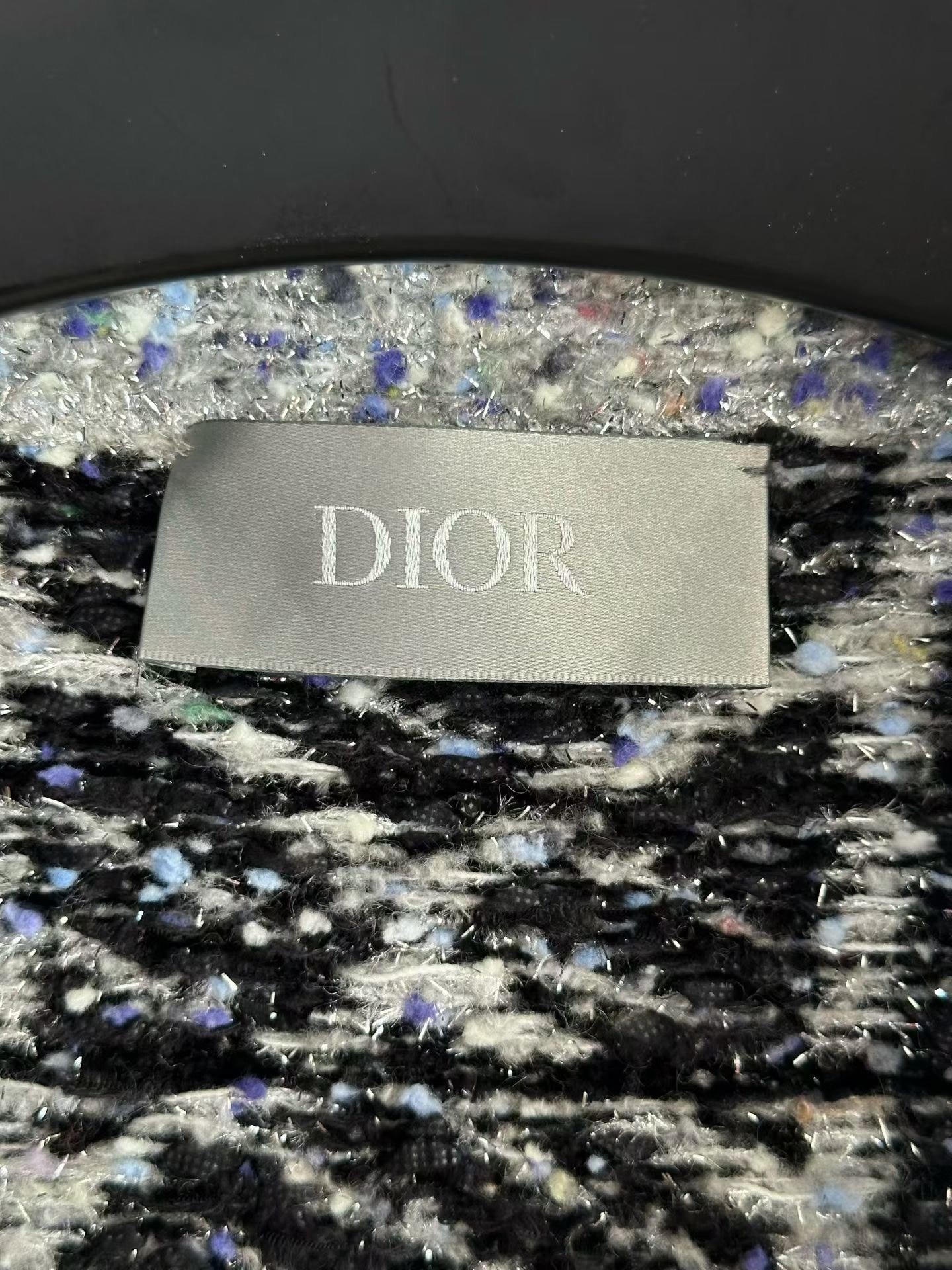 Dior Gray Silver Thread Knit Cardigan — detail