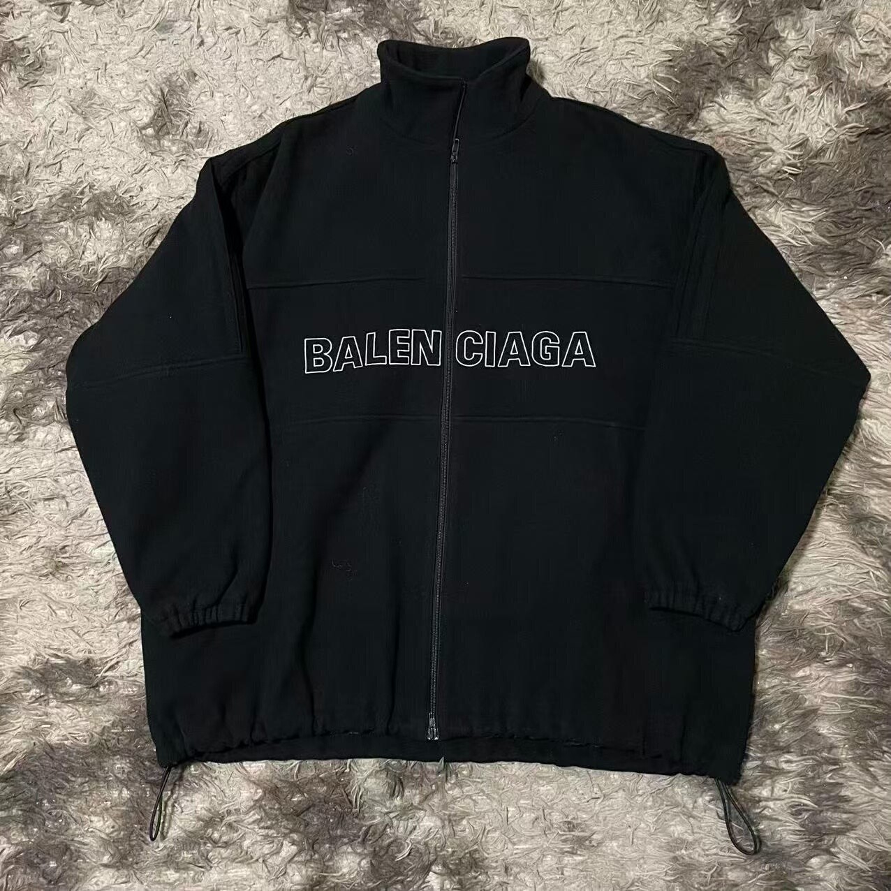 Balenciaga Wool Zip-Up Logo Jacket