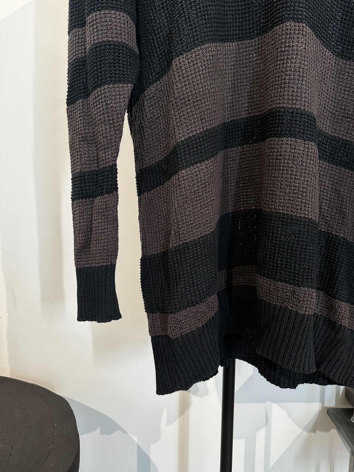 Julius_7 Striped Knit Pullover — label