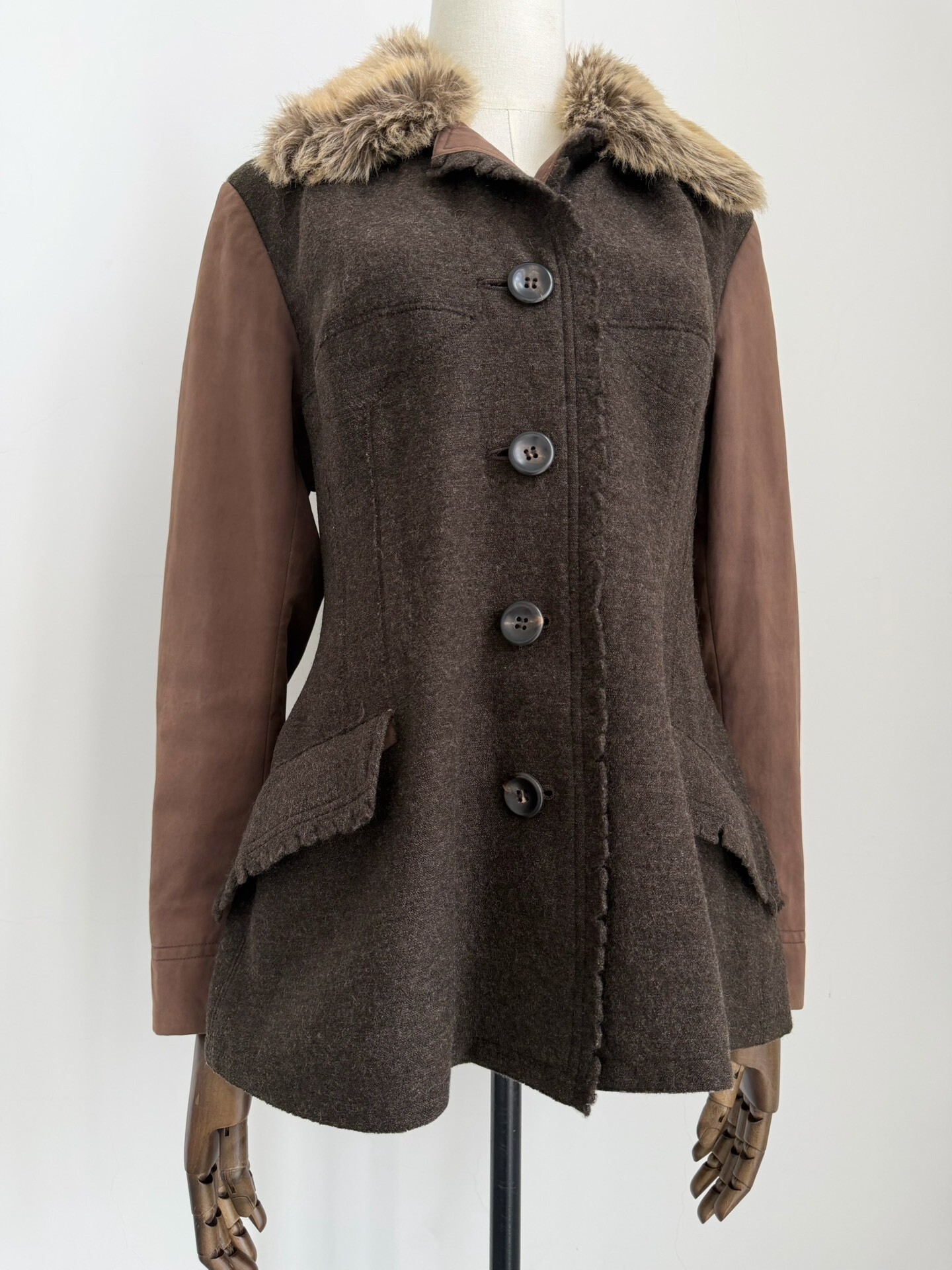 Issey Miyake Vintage Fur Detail Coat — label