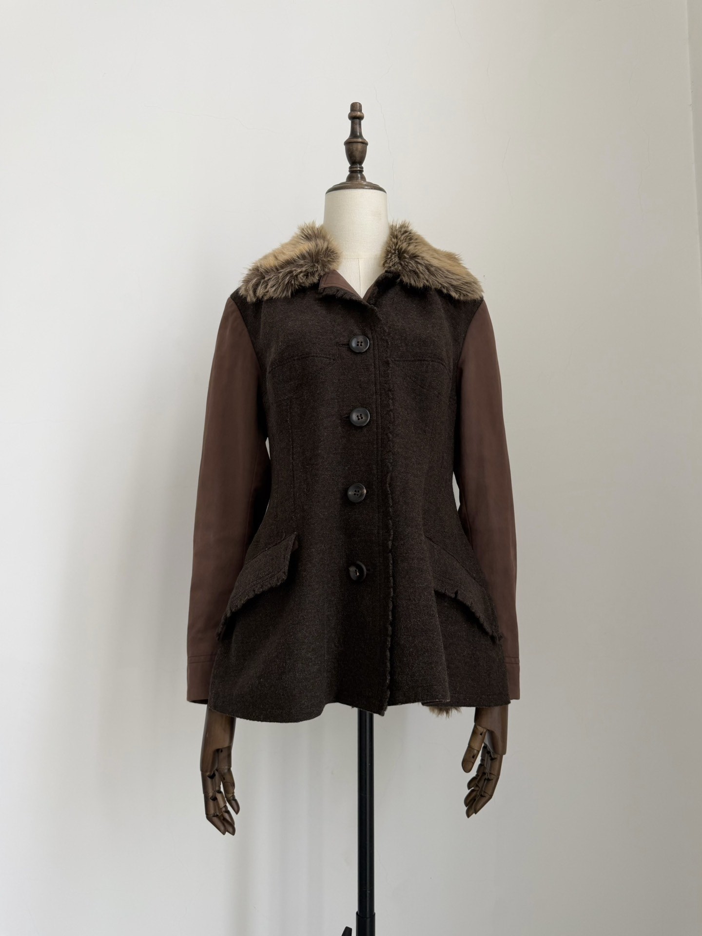 Issey Miyake Vintage Fur Detail Coat — front